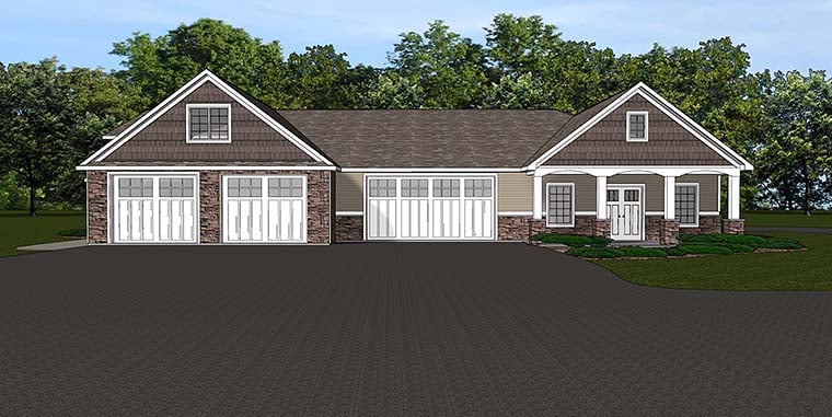 Garage Plan 50763 - 4 Car Garage Apartment Elevation