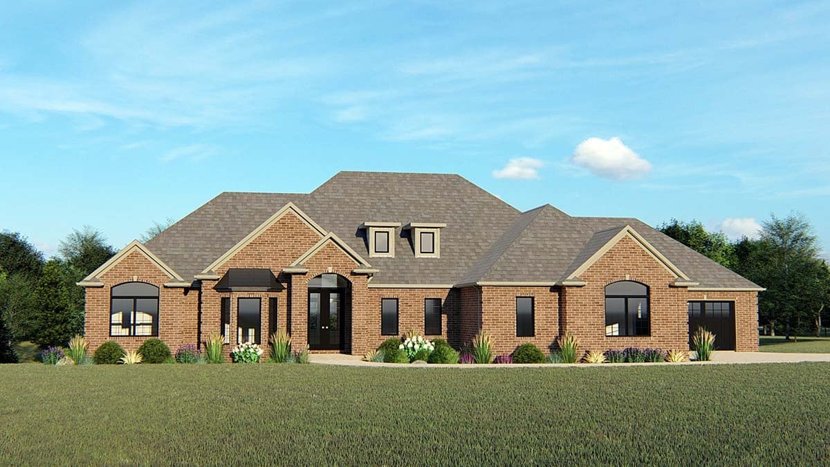 Plan 50766 | One Story Brick House Plan with Basement Foundation