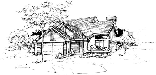 Narrow Lot House Plan 51061 with 3 Bed, 3 Bath, 2 Car Garage Elevation