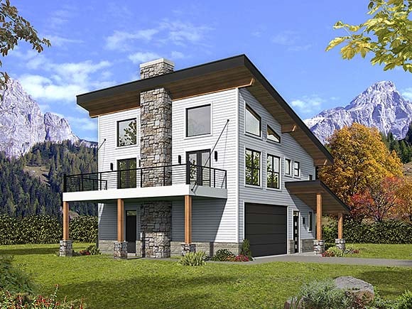 Garage-Living Plan 52174 Elevation