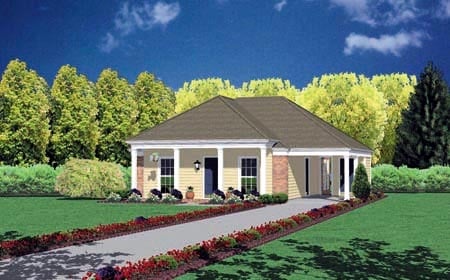 Plan 56007 | One-Story Style with 2 Bed, 1 Bath, 1 Car Garage