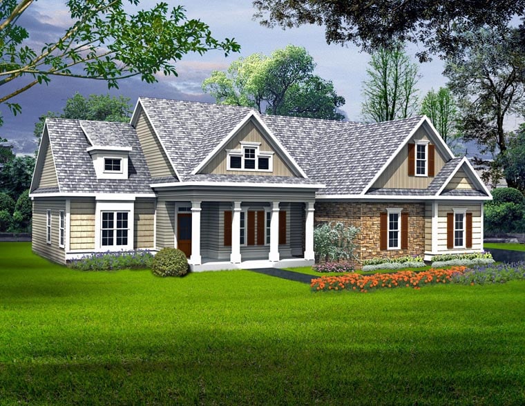 Plan 58239 | Traditional Style with 3 Bed, 2 Bath, 2 Car Garage