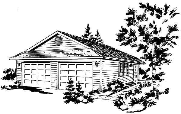 Garage Plan 58885 - 2 Car Garage Elevation