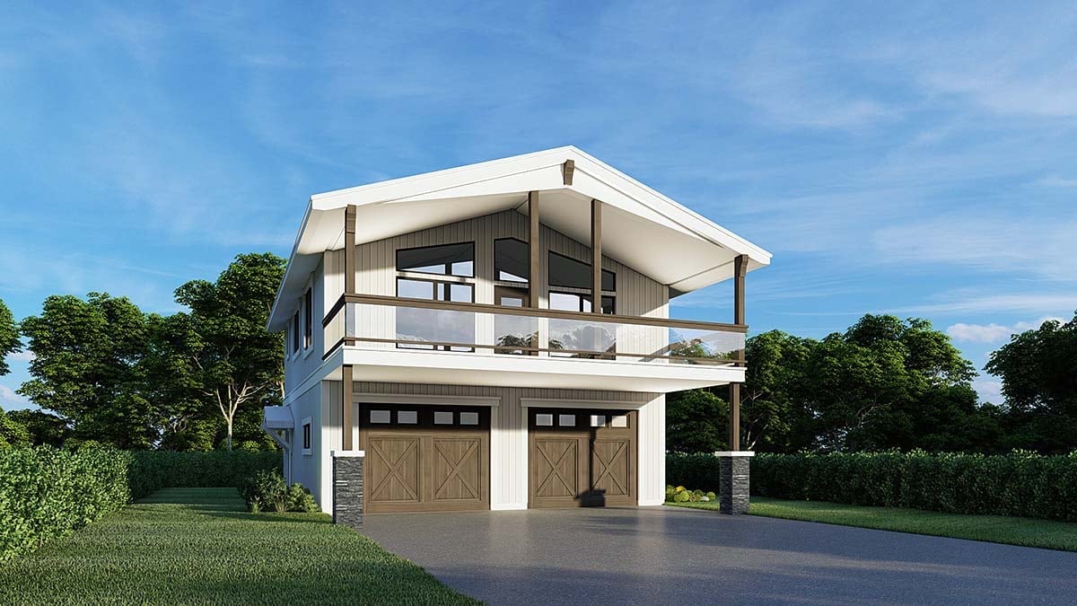 Garage-Living Plan 63567 Elevation