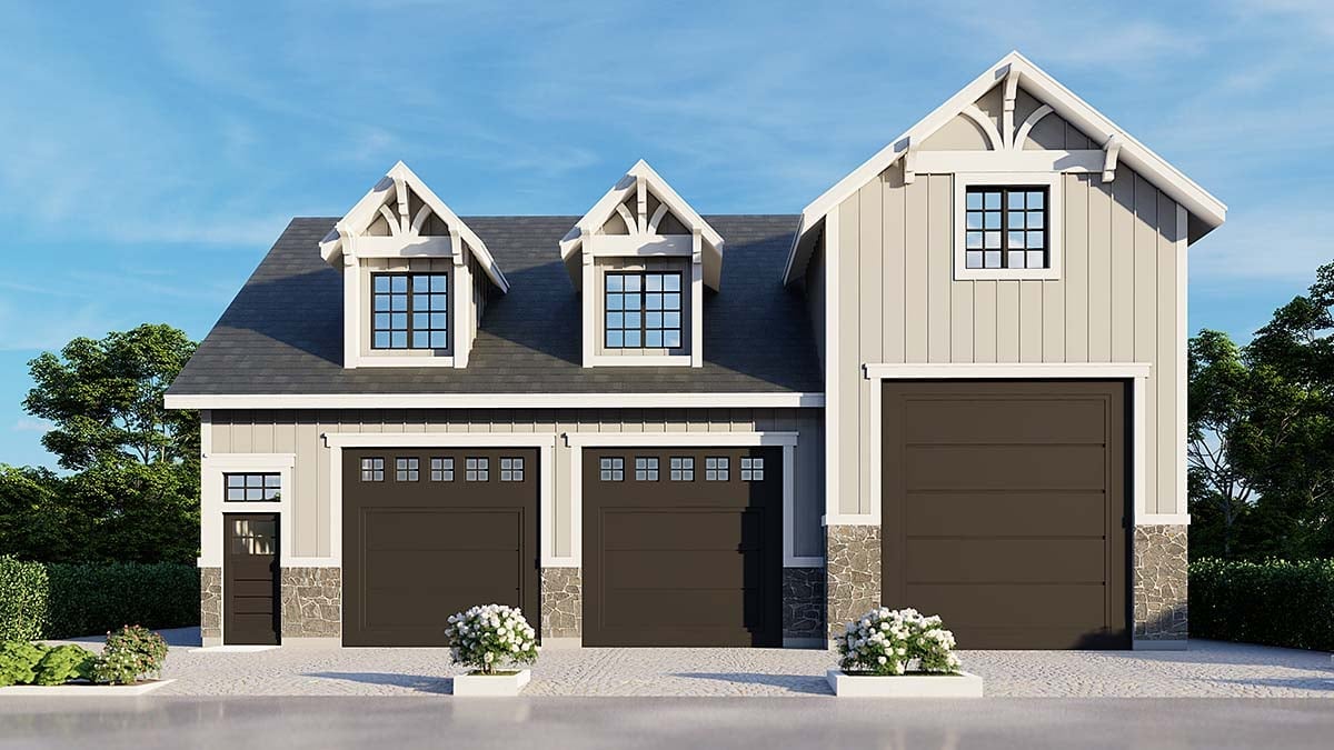 Garage-Living Plan 63580 Elevation