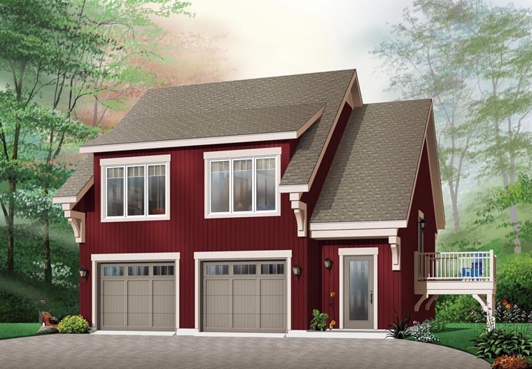 Garage Plan 64817 - 2 Car Garage Apartment Elevation
