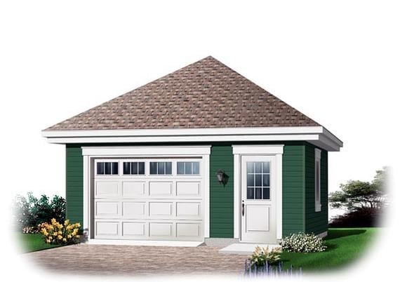 Garage Plan 64872 - 1 Car Garage Elevation