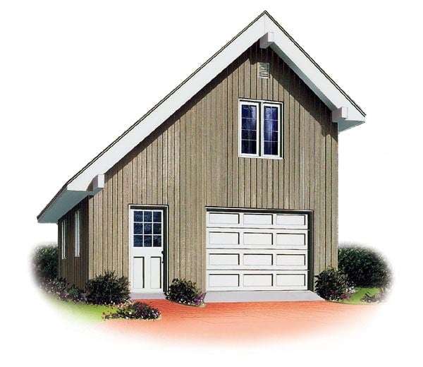 Garage Plan 65238 Saltbox Style 1 Car, How Much To Build A One Car Garage With Loft