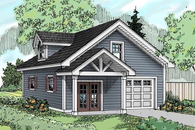 Garage Plan 69765 - 1 Car Garage Apartment Elevation