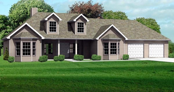 Plan 70105 | Cape Cod Style with 3 Bed, 2 Bath, 2 Car Garage