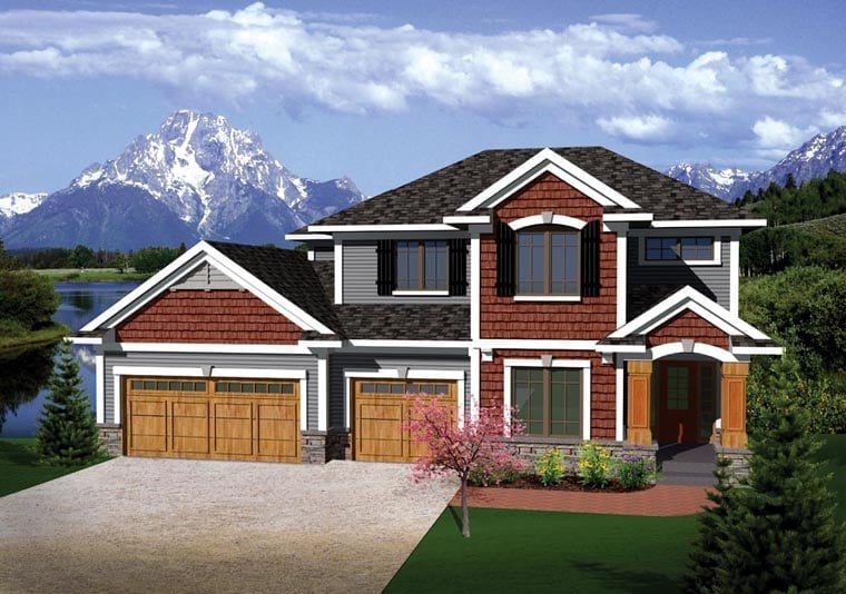 Prairie, Traditional House Plan 73144 with 4 Bed, 3 Bath, 3 Car Garage Elevation