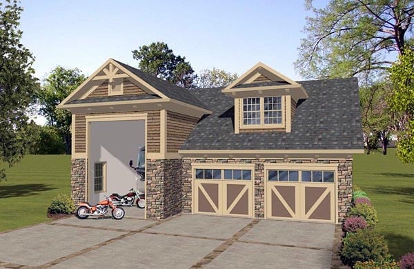 Garage Plan 74836 - 3 Car Garage Apartment Elevation