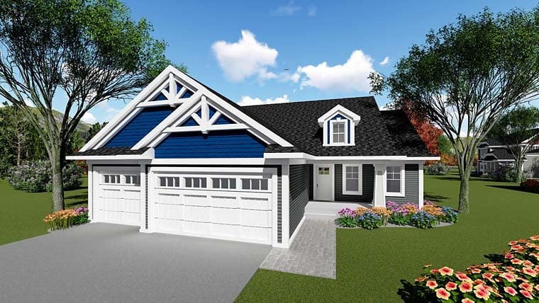 Plan 75255 | Craftsman Style with 3 Bed, 2 Bath, 3 Car Garage