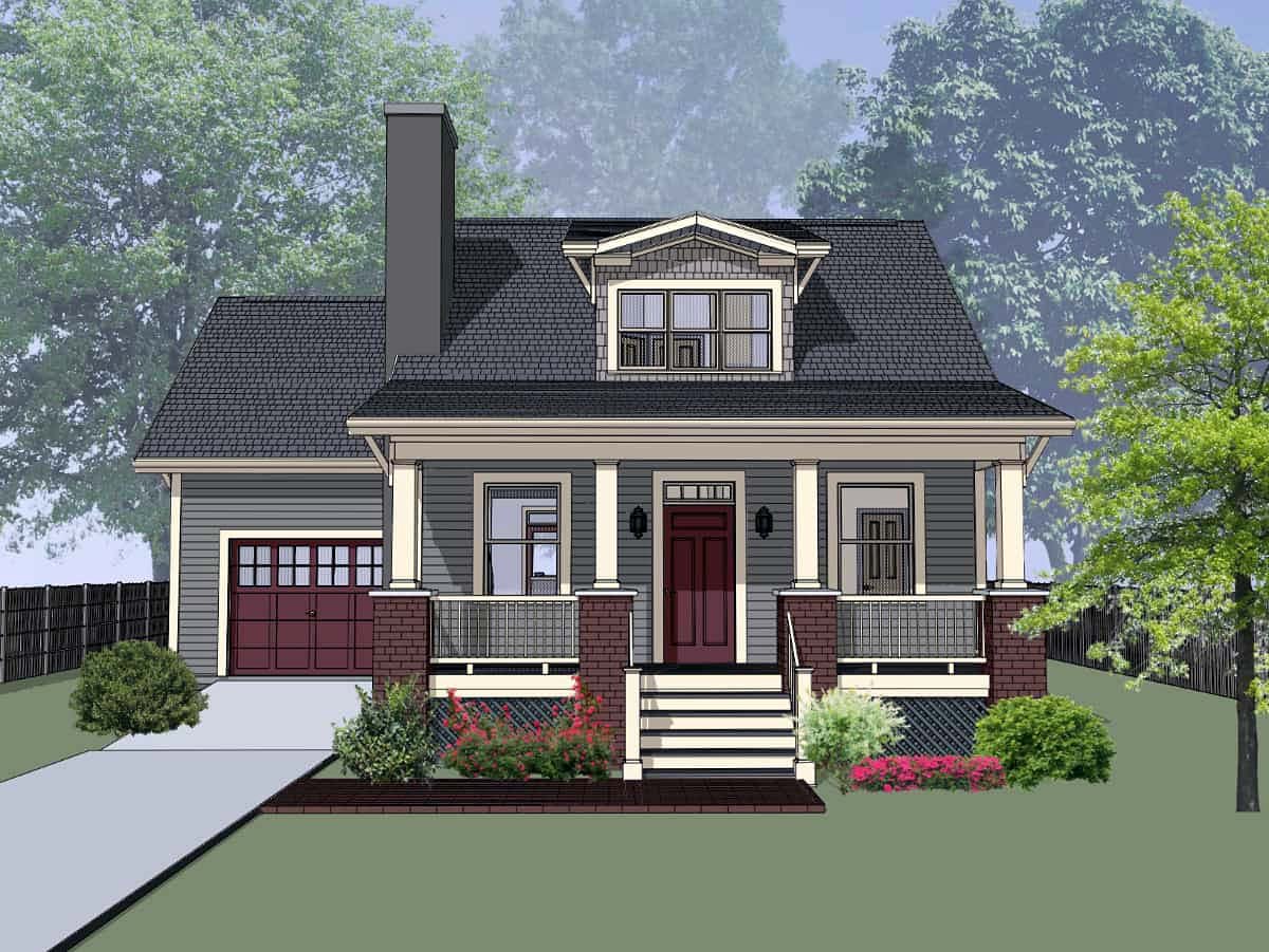 Plan 75535 | Craftsman Style with 3 Bed, 2 Bath, 1 Car Garage