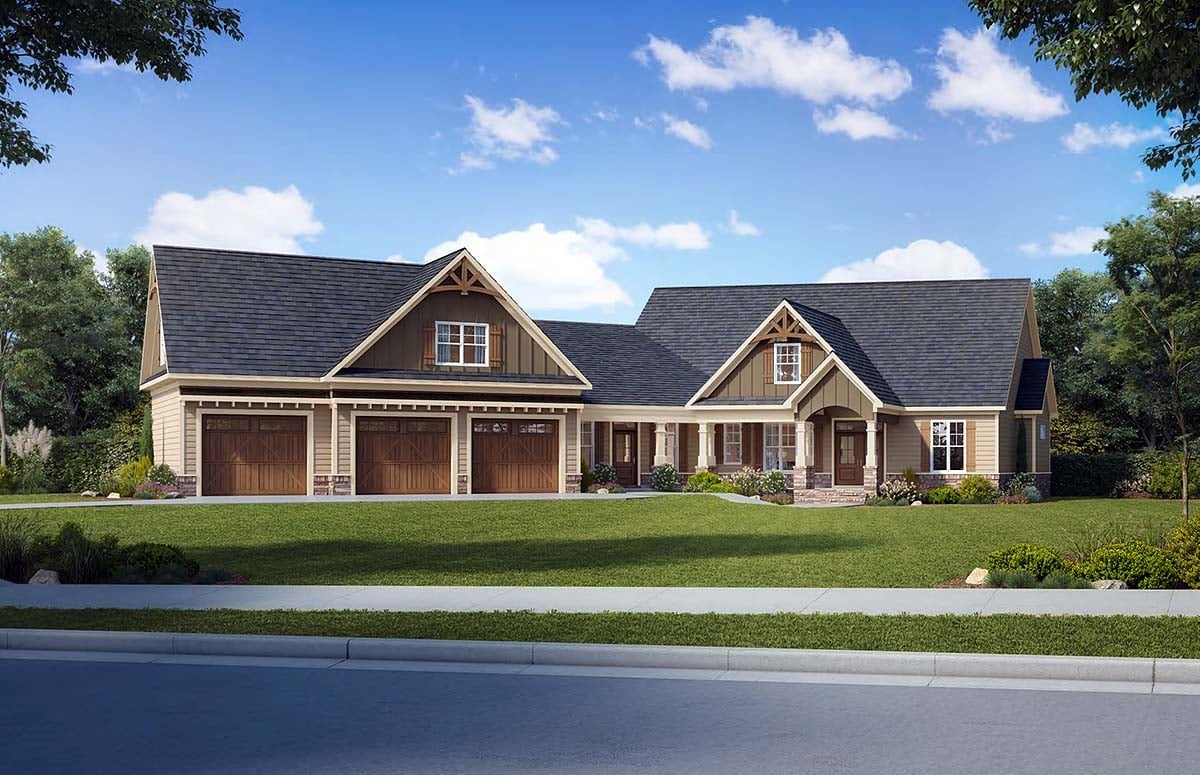 Plan 76704 | Farmhouse Style with 3 Bed, 3 Bath, 3 Car Garage