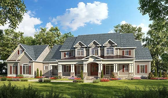 Traditional Style with 4 Bed, 5 Bath, 3 Car Garage - House Plan 76713