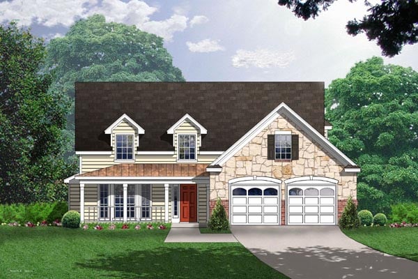 Country House Plan 77077 with 3 Bed, 2.5 Bath, 2 Car Garage Elevation