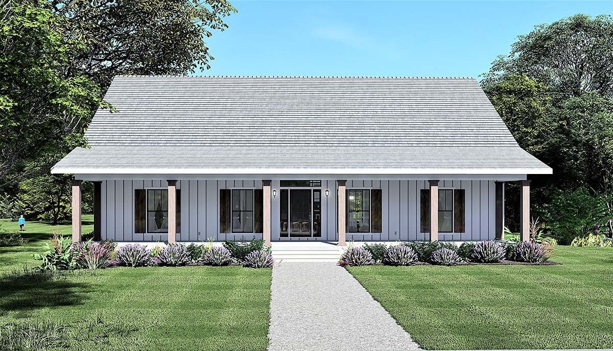 Country, Farmhouse, Southern House Plan 77416 with 4 Bed, 2 Bath Elevation