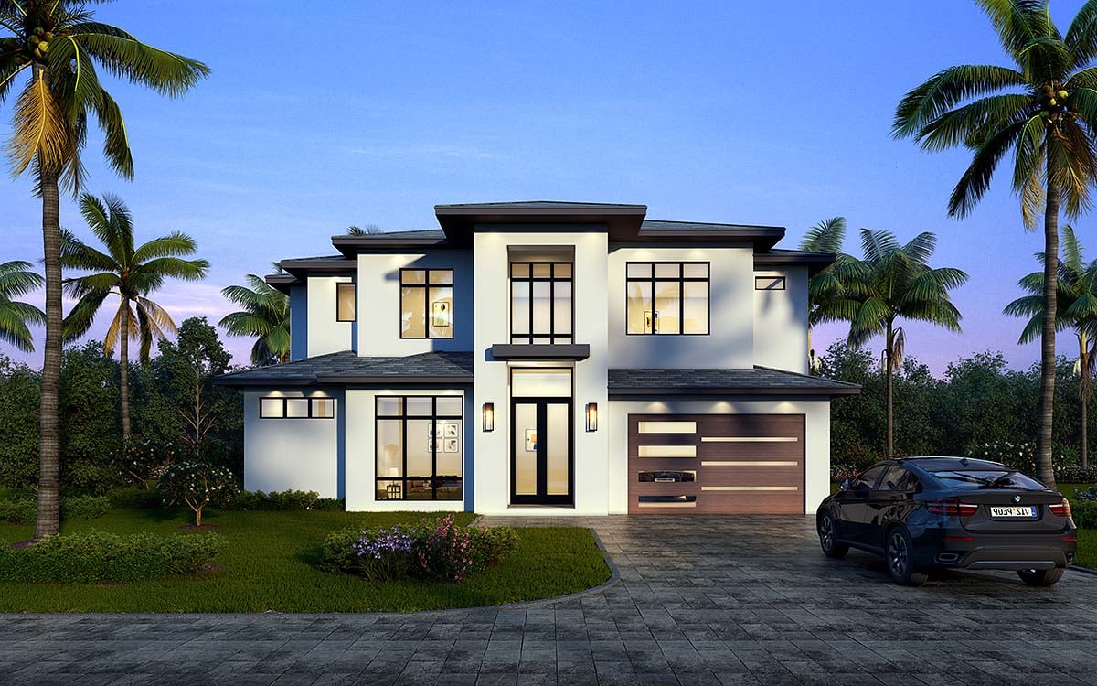 Contemporary, Modern House Plan 77631 with 4 Bed, 5 Bath, 2 Car Garage Elevation