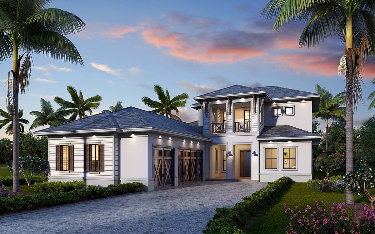 Coastal, Florida House Plan 78171 with 5 Bed, 5 Bath, 3 Car Garage Elevation