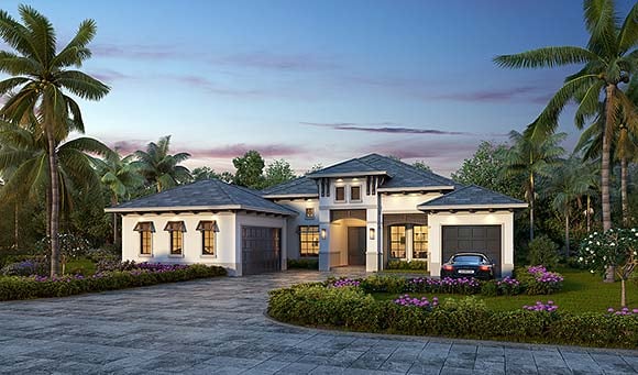 Modern Style with 4 Bed, 3 Bath, 3 Car Garage - House Plan 78180