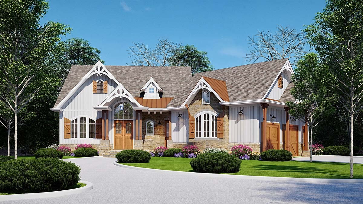 Bungalow, Craftsman, Ranch House Plan 80747 with 3 Bed, 2 Bath, 2 Car Garage Elevation