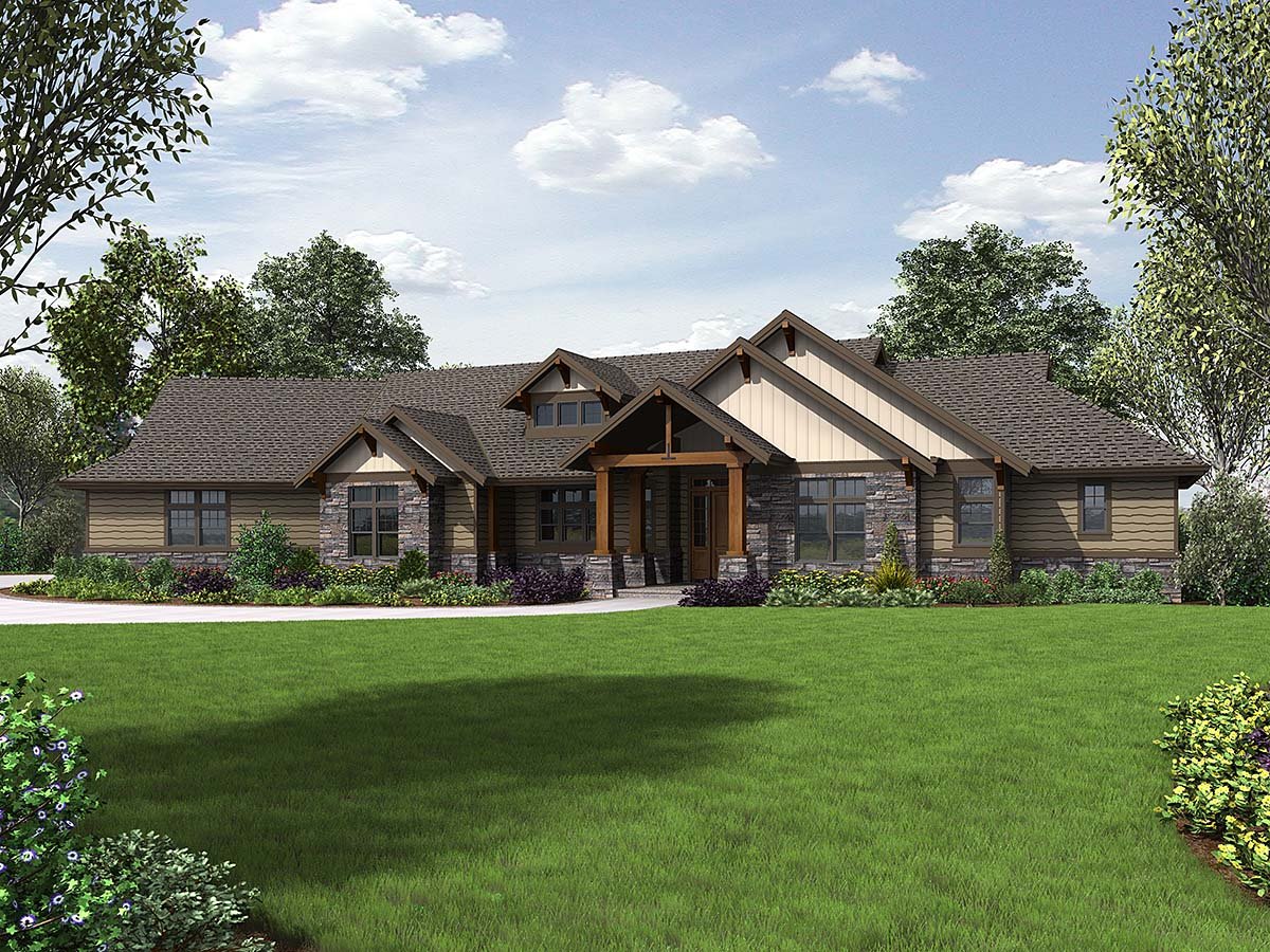 Plan 81238 | Gorgeous Craftsman House Floor Plan #81238 has Three