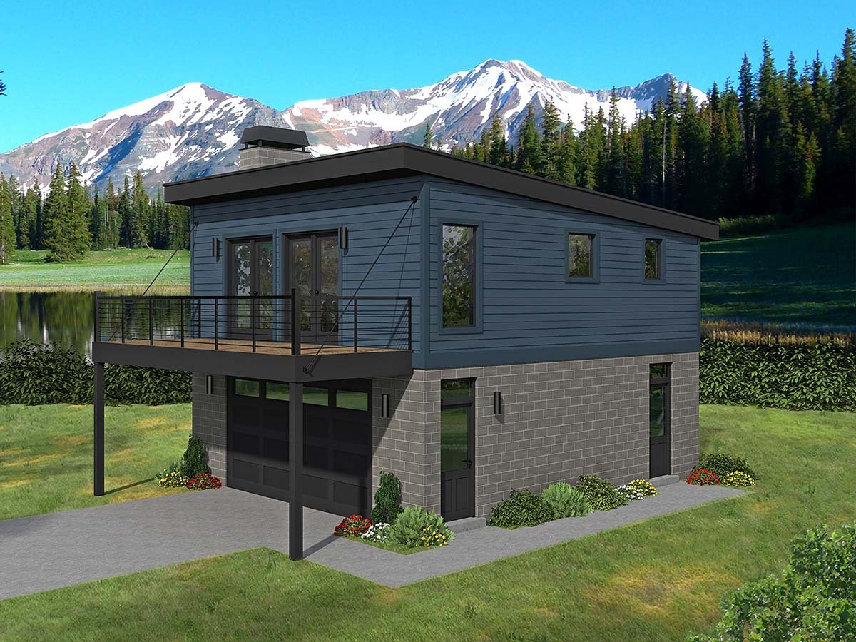 Garage-Living Plan 81583 Elevation