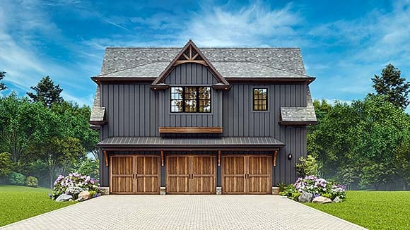 Garage-Living Plan 81673 Elevation