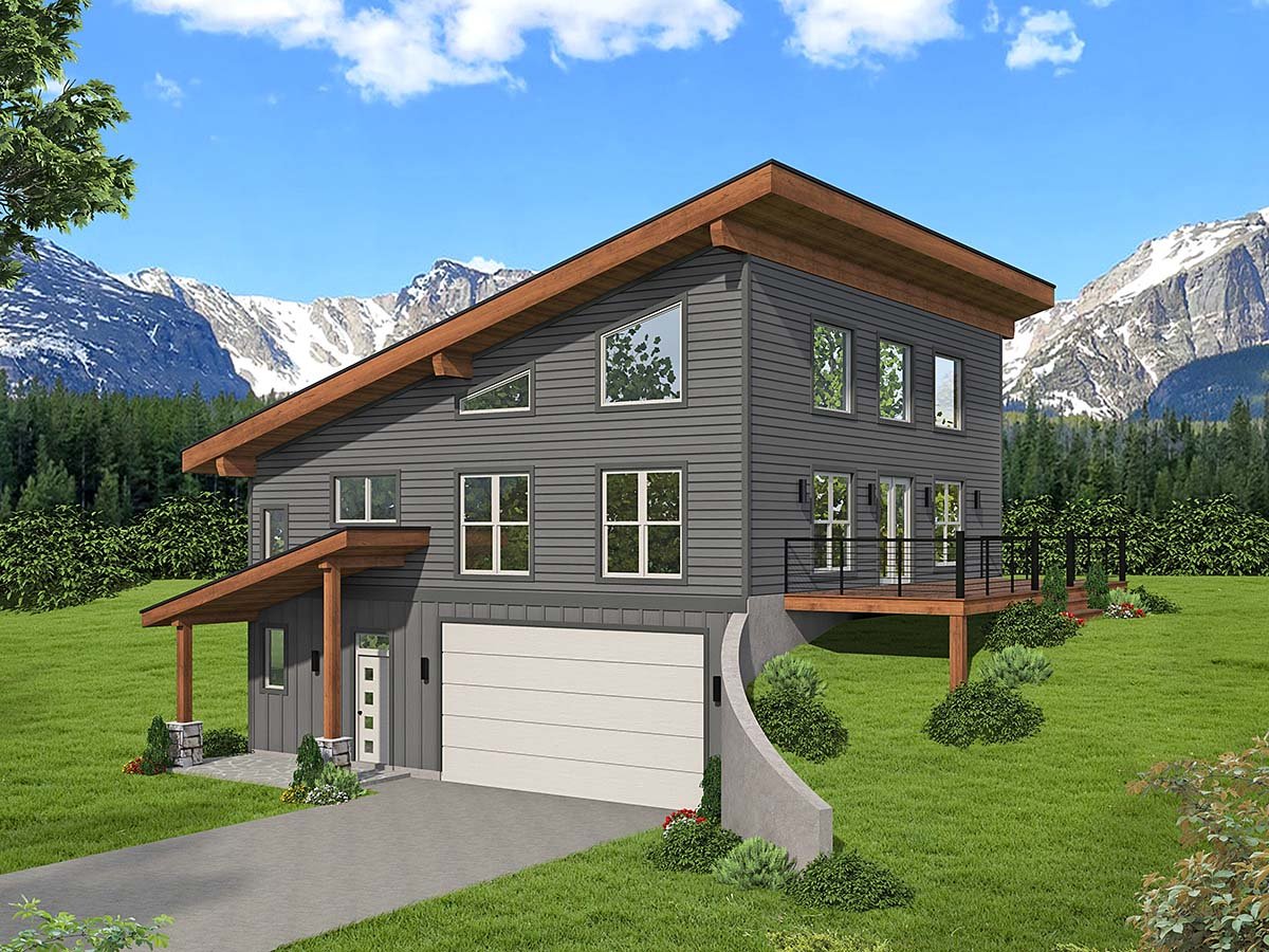 Garage-Living Plan 81707 Elevation