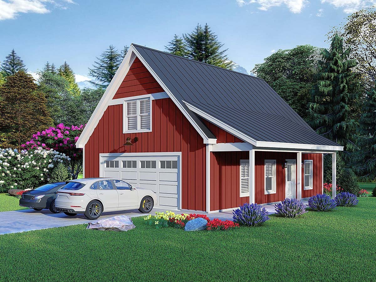 Garage-Living Plan 81748 Elevation