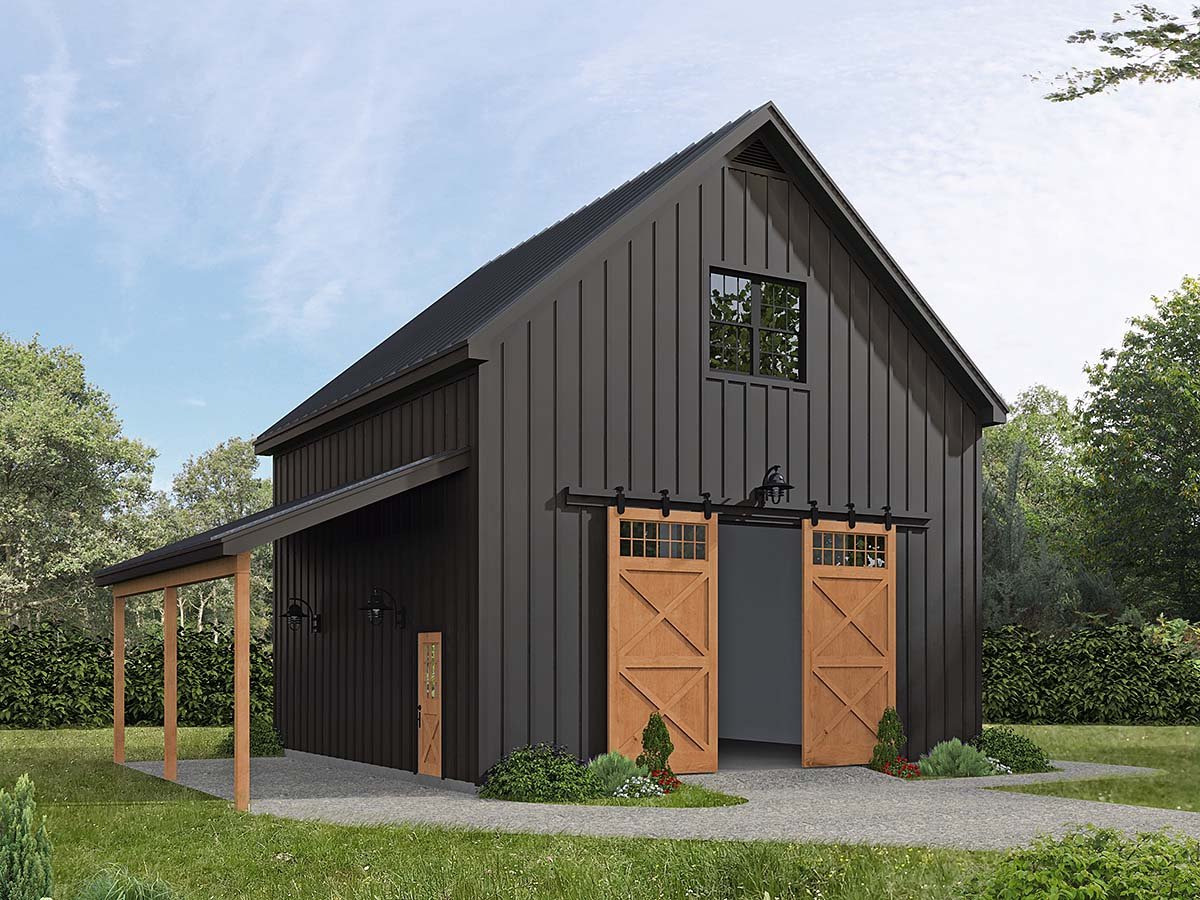 Garage-Living Plan 81786 Elevation
