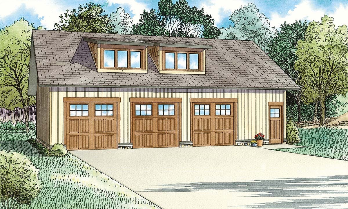 Garage-Living Plan 82384 Elevation