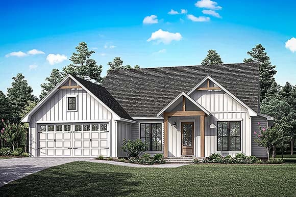 Plan 82908 Modern Farmhouse With Efficient Open Floor