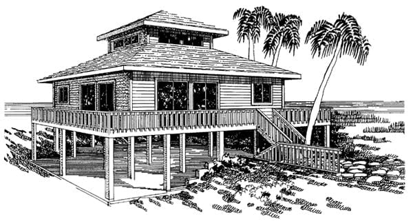 Coastal House Plan 92801 With 3 Bed 2 Bath, Best Elevated Beach House Plans