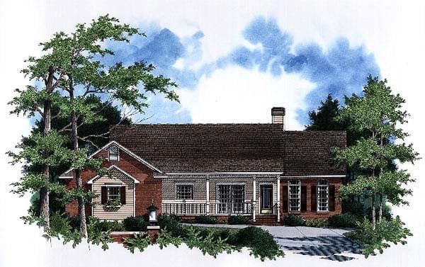 One-Story, Ranch House Plan 93441 with 4 Bed, 3 Bath, 2 Car Garage Elevation