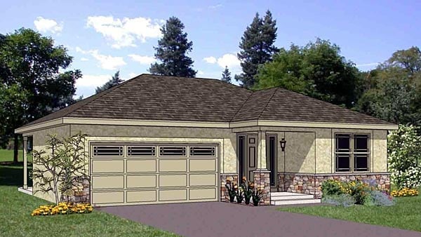 Plan 94467 | Southwest Style with 3 Bed, 2 Bath, 2 Car Garage