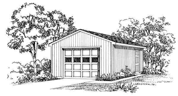 Garage Plan 95290 - 1 Car Garage Elevation