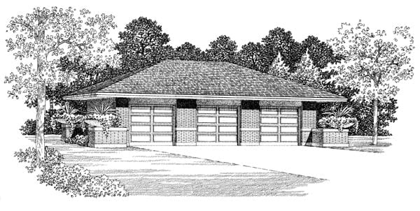 Garage Plan 95296 - 3 Car Garage Elevation