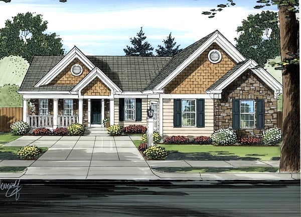 Ranch House Plan 98623 with 3 Bed, 2 Bath, 2 Car Garage Elevation