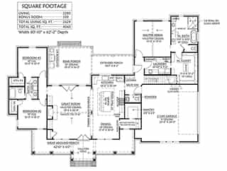 Cottage, Country, Craftsman, Farmhouse House Plan 41413 with 3 Bed, 3 Bath, 2 Car Garage First Level Plan