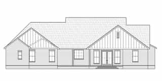 Cottage, Country, Craftsman, Farmhouse House Plan 41413 with 3 Bed, 3 Bath, 2 Car Garage Rear Elevation