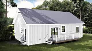 Cottage, Country, Ranch House Plan 77400 with 3 Bed, 2 Bath Rear Elevation