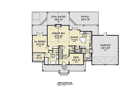 Contemporary, Craftsman, Farmhouse House Plan 40972 with 4 Bed, 3 Bath, 2 Car Garage First Level Plan