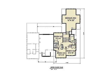 Contemporary, Farmhouse House Plan 40986 with 4 Bed, 4 Bath, 2 Car Garage Second Level Plan