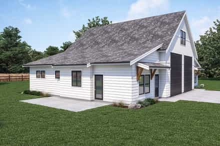 Country, Farmhouse Garage-Living Plan 40995 with 1 Bed, 1 Bath, 2 Car Garage Picture 2