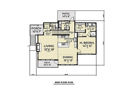 Coastal, Contemporary House Plan 40996 with 2 Bed, 4 Bath, 2 Car Garage First Level Plan