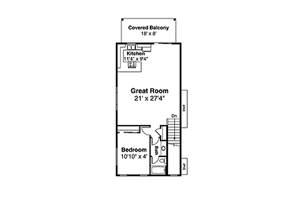 Country, Craftsman 3 Car Garage Apartment Plan 41368 with 1 Bed, 1 Bath, RV Storage Second Level Plan