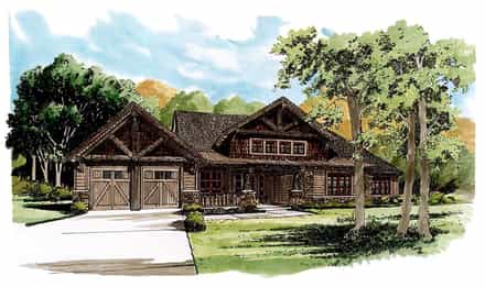 Bungalow, Cabin, Craftsman House Plan 43256 with 3 Bed, 2 Bath, 2 Car Garage Picture 1