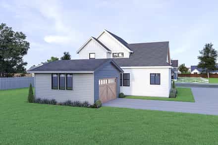 Contemporary, Country, Craftsman, Farmhouse House Plan 43604 with 3 Bed, 3 Bath, 2 Car Garage Rear Elevation